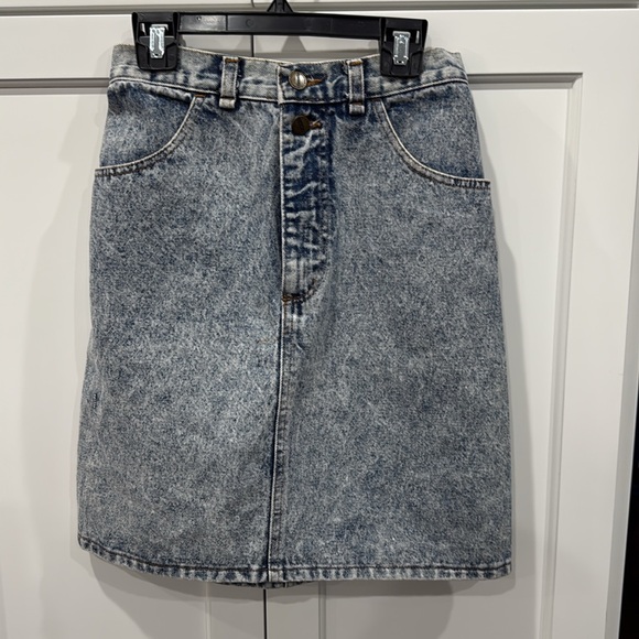 Vintage 80s 90s Forenza Authentic Sportswear Acid Wash Denim Skirt Size4 - Picture 4 of 8